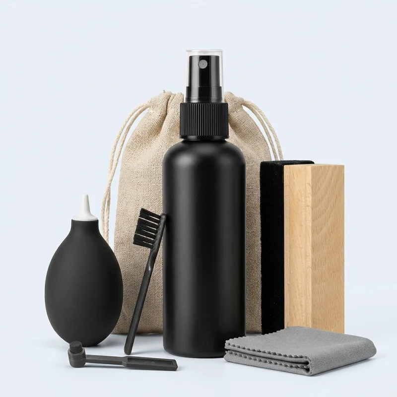 EIGTWEN vinyl record cleaning kit with brush, solution and record